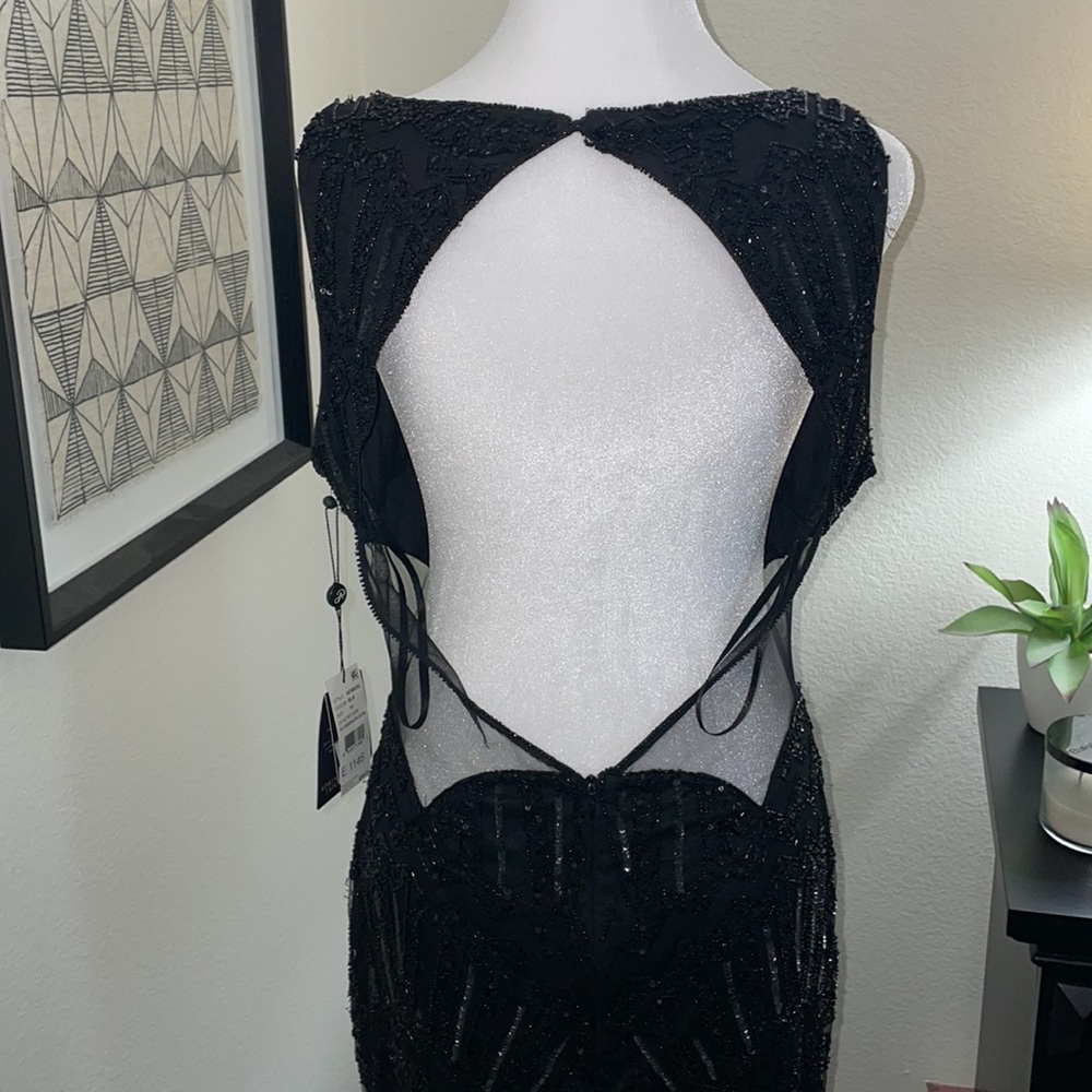 Adrianna Papell fully beaded halter cocktail dress size 14 - Picture 4 of 16